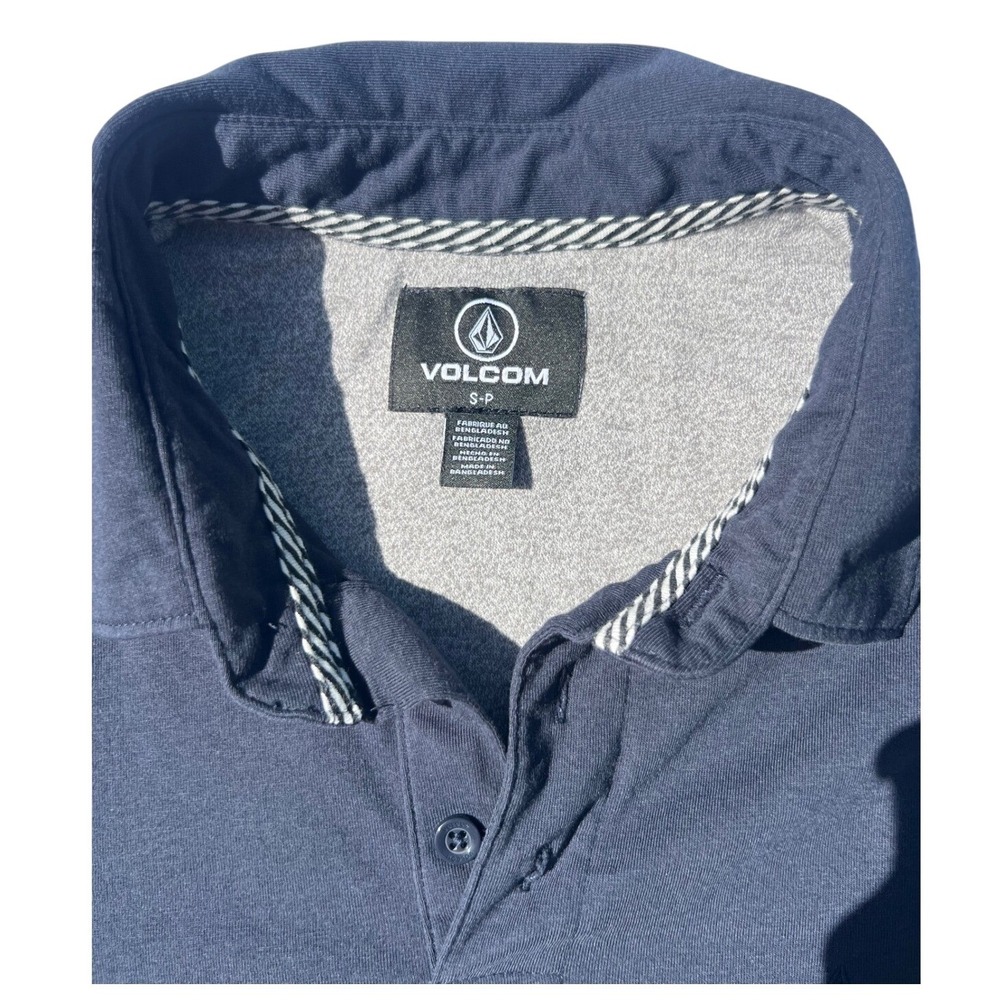 Volcom Mens Navy Blue Short Sleeve Stone Logo Polo Shirt Size Small - Picture 2 of 6